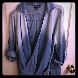 Denim Criss Cross Blouse